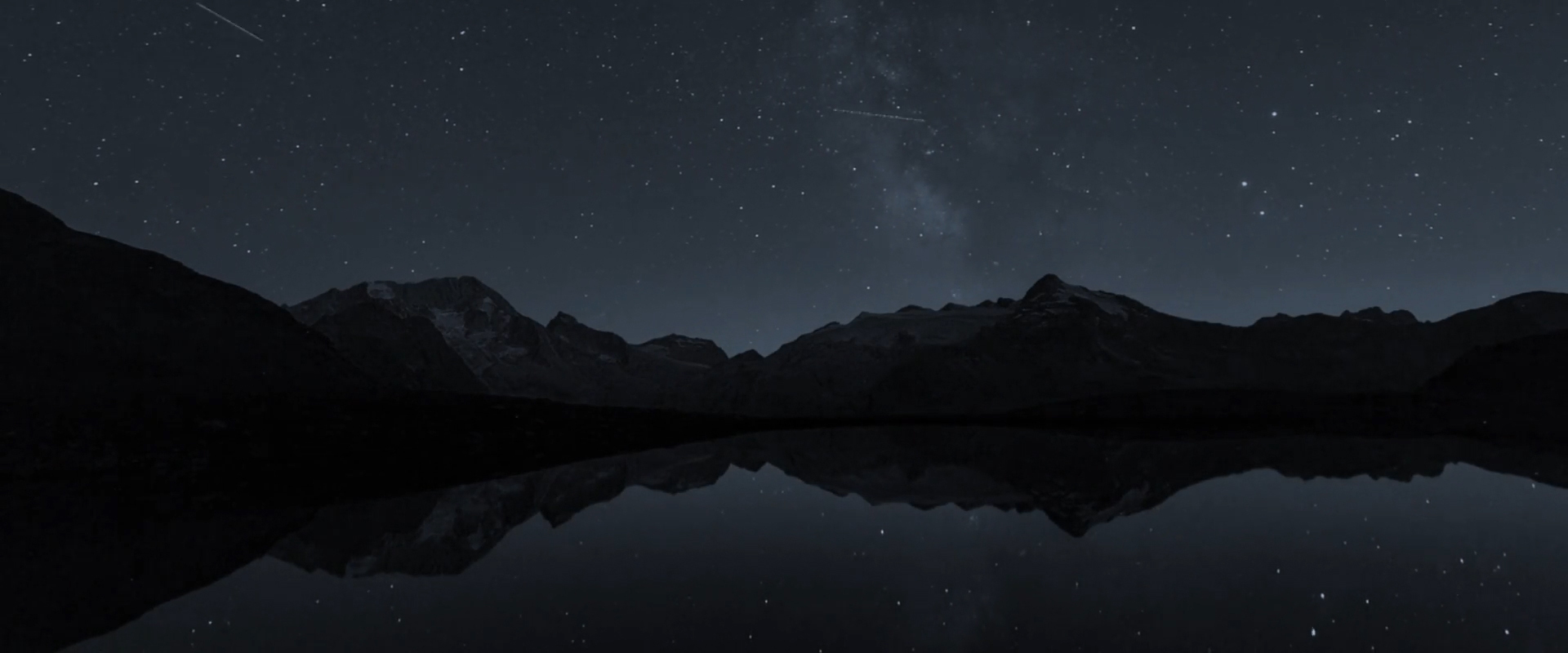 Mountain under a starry sky